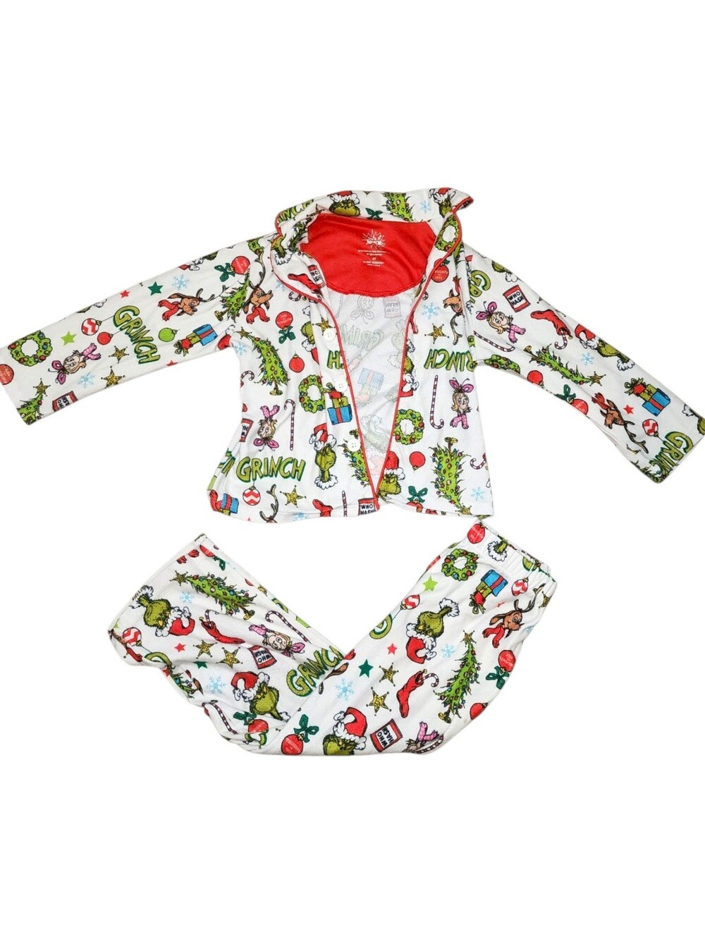 The Grinch Holiday PJ Set - White & Green Christmas Print